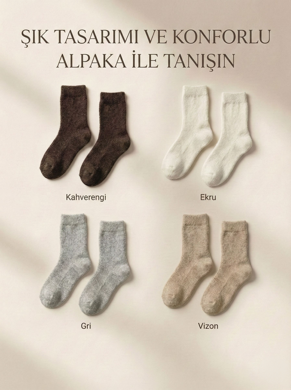 İkapor Doğal Elastik Alpaka Yünlü Kışlık Çorap