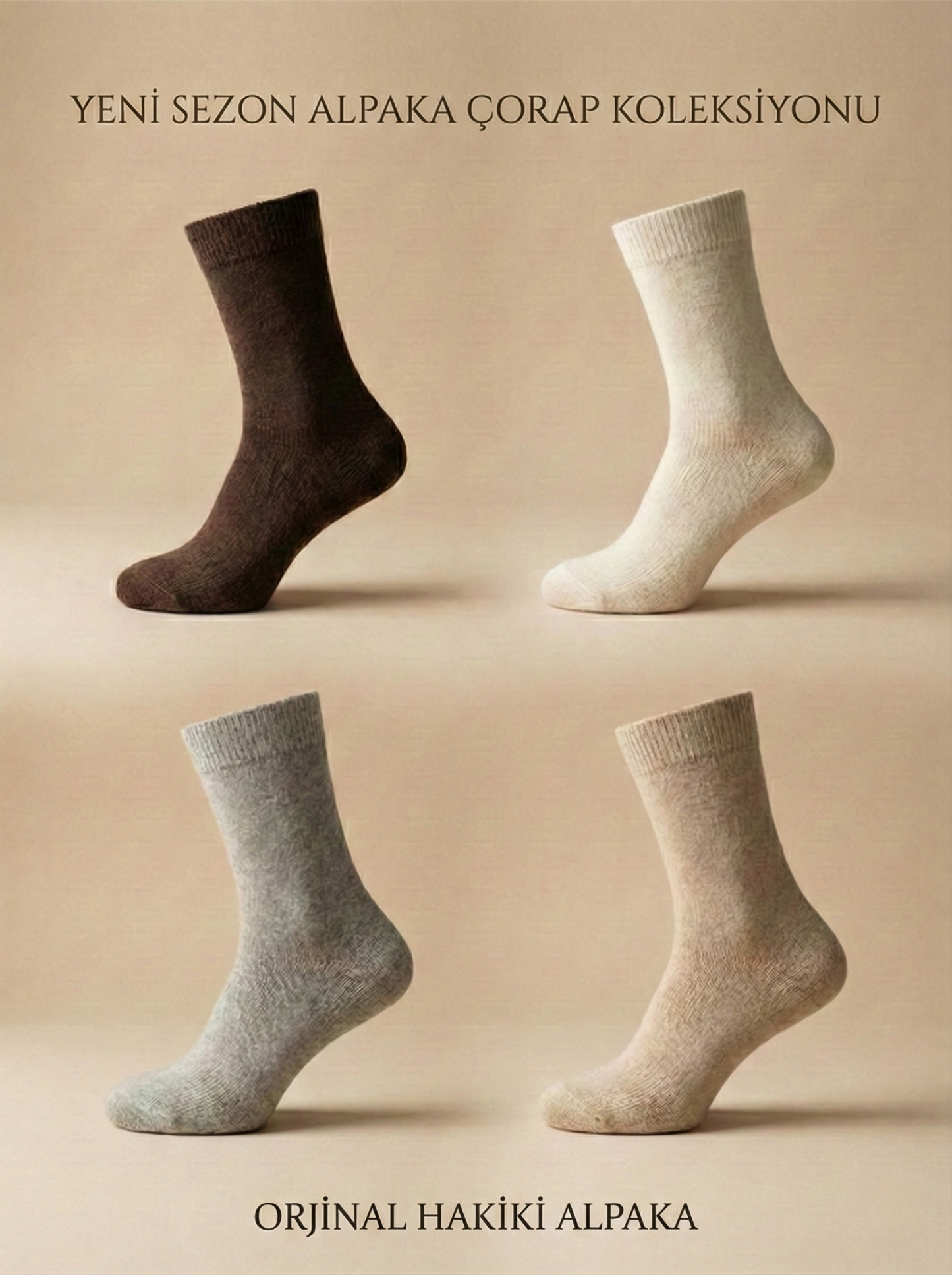 İkapor Doğal Elastik Alpaka Yünlü Kışlık Çorap